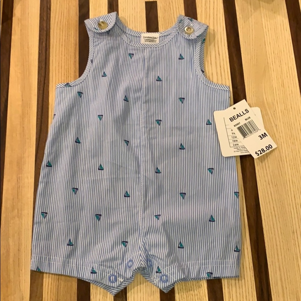 Blue stripped Romper with sailboats